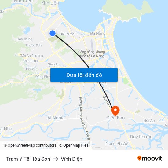 Trạm Y Tế Hòa Sơn to Vĩnh Điện map