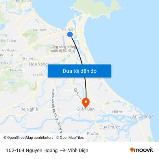 162-164 Nguyễn Hoàng to Vĩnh Điện map