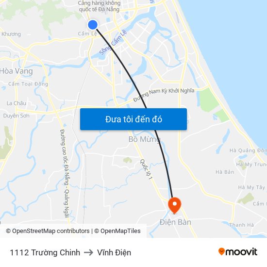 1112 Trường Chinh to Vĩnh Điện map