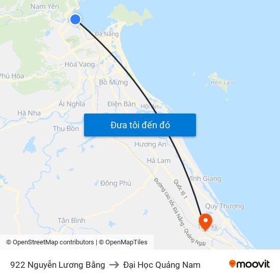 922  Nguyễn Lương Bằng to Đại Học Quảng Nam map