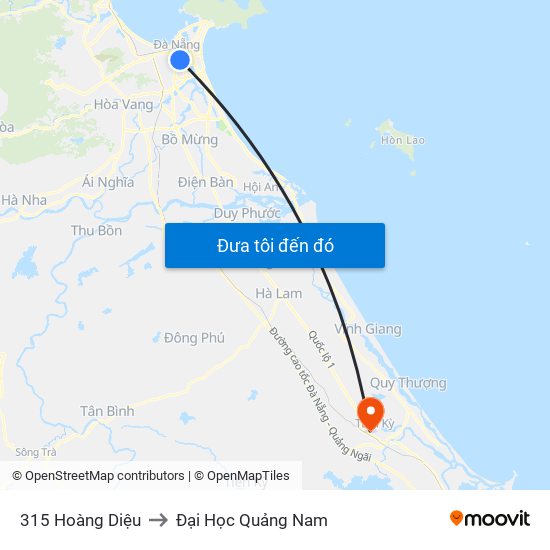 315 Hoàng Diệu to Đại Học Quảng Nam map