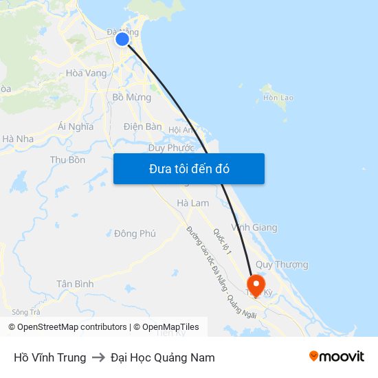 Hồ Vĩnh Trung to Đại Học Quảng Nam map