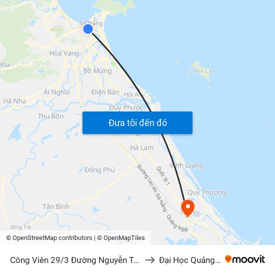 Công Viên 29/3 Đường Nguyễn Tri Phương to Đại Học Quảng Nam map