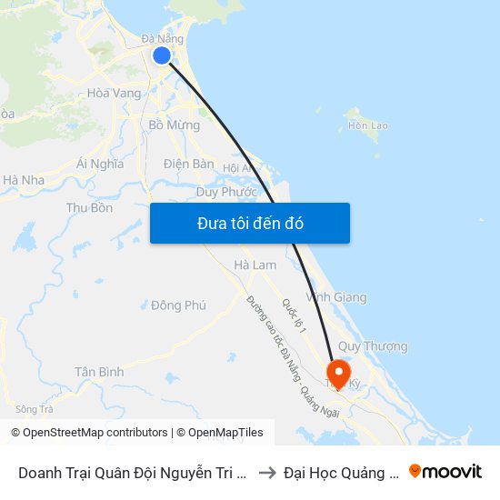 Doanh Trại Quân Đội Nguyễn Tri Phương to Đại Học Quảng Nam map