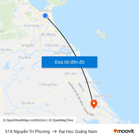 518 Nguyễn Tri Phương to Đại Học Quảng Nam map