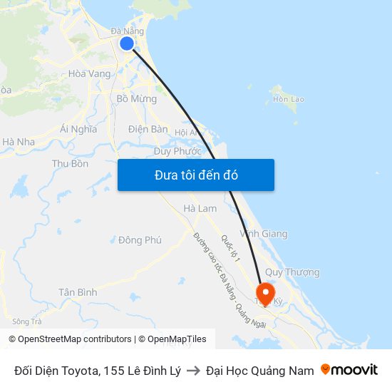 Đối Diện Toyota, 155 Lê Đình Lý to Đại Học Quảng Nam map