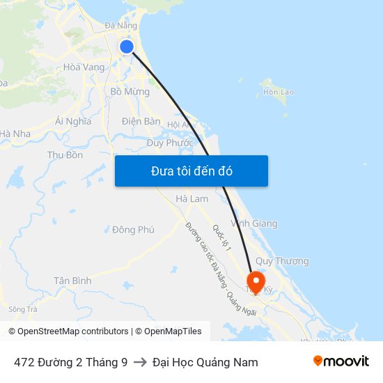 472 Đường 2 Tháng 9 to Đại Học Quảng Nam map