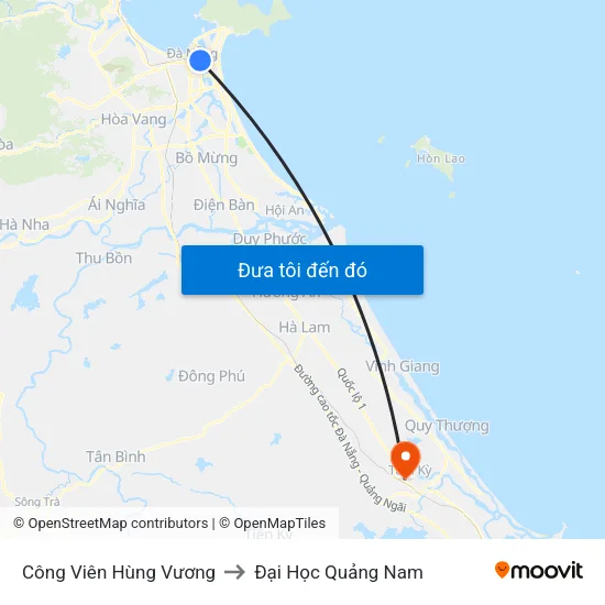 Công Viên Hùng Vương to Đại Học Quảng Nam map