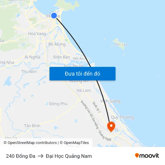 240 Đống Đa to Đại Học Quảng Nam map