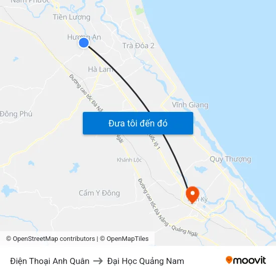 Điện Thoại Anh Quân to Đại Học Quảng Nam map