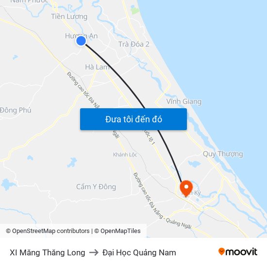 XI Măng Thăng Long to Đại Học Quảng Nam map