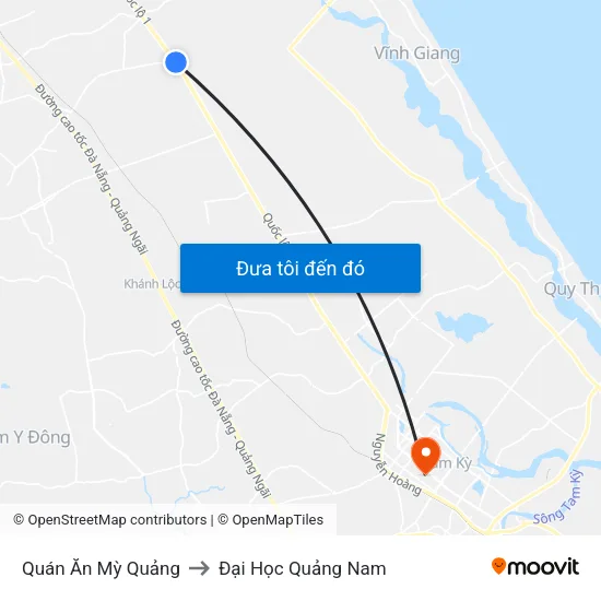 Quán Ăn Mỳ Quảng to Đại Học Quảng Nam map
