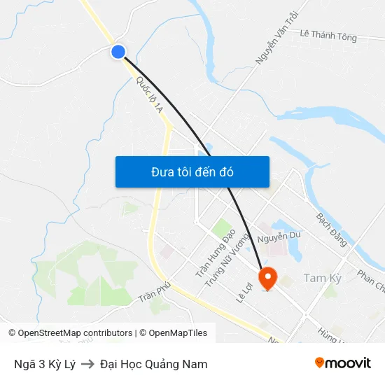Ngã 3 Kỳ Lý to Đại Học Quảng Nam map