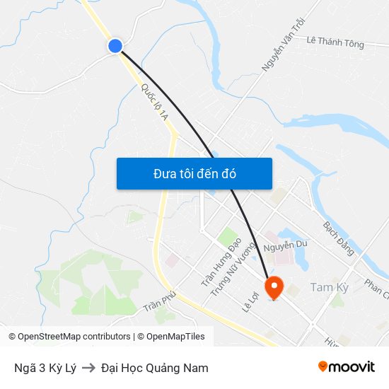 Ngã 3 Kỳ Lý to Đại Học Quảng Nam map