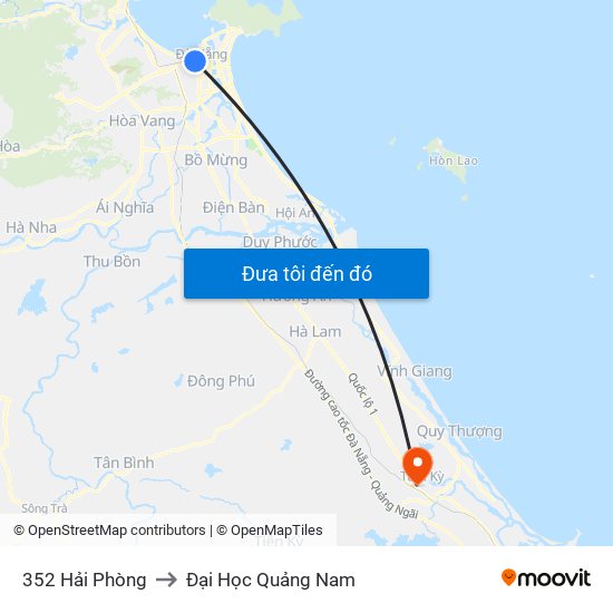 352 Hải Phòng to Đại Học Quảng Nam map