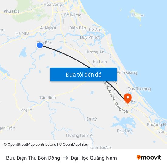 Bưu Điện Thu Bồn Đông to Đại Học Quảng Nam map