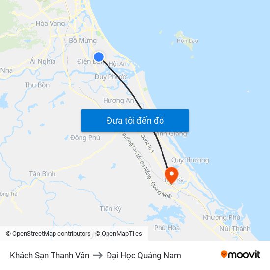 Khách Sạn Thanh Vân to Đại Học Quảng Nam map