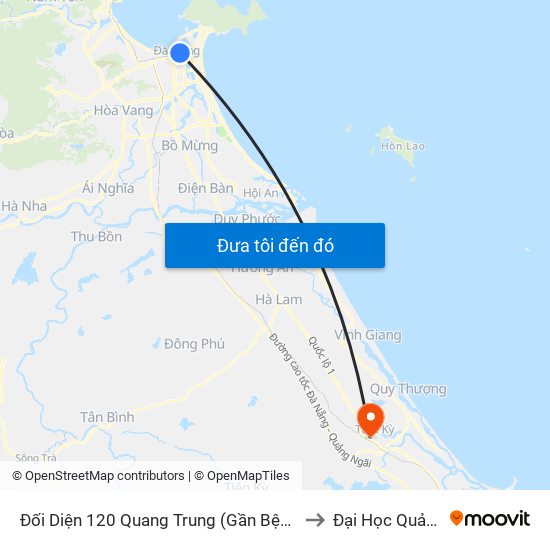 Đối Diện 120 Quang Trung (Gần Bệnh Viện Đa Khoa) to Đại Học Quảng Nam map