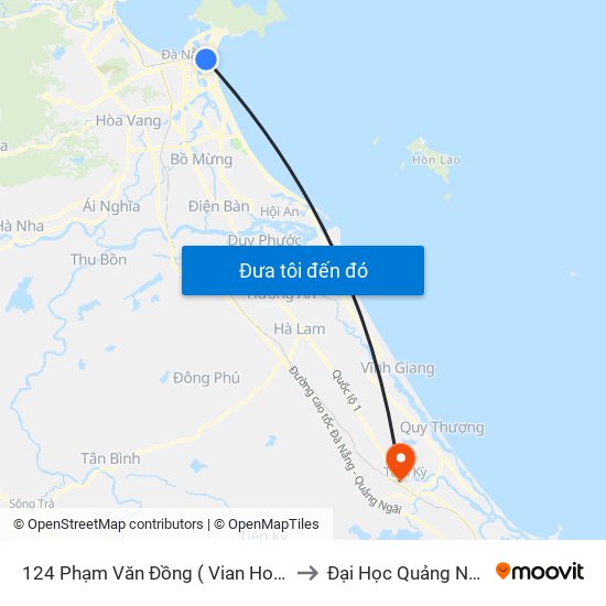 124 Phạm Văn Đồng ( Vian Hotel) to Đại Học Quảng Nam map