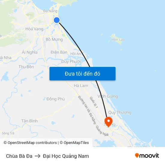 Chùa Bà Đa to Đại Học Quảng Nam map