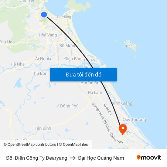 Đối Diện Công Ty Dearyang to Đại Học Quảng Nam map