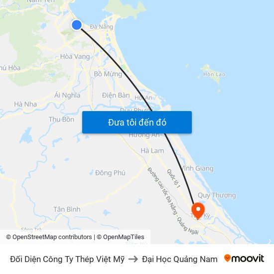 Đối Diện Công Ty Thép Việt Mỹ to Đại Học Quảng Nam map