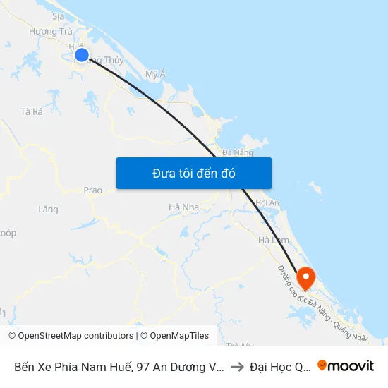 Bến Xe Phía Nam Huế, 97 An Dương Vương, An Đông, Thành Phố Huế to Đại Học Quảng Nam map