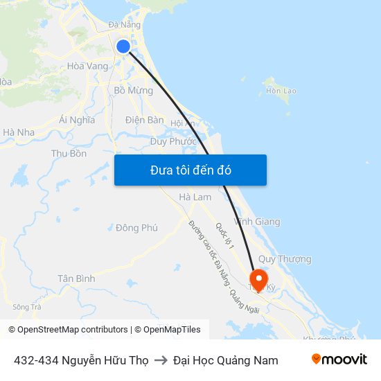 432-434 Nguyễn Hữu Thọ to Đại Học Quảng Nam map