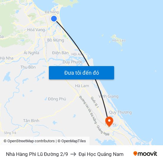 Nhà Hàng Phì Lũ Đường 2/9 to Đại Học Quảng Nam map