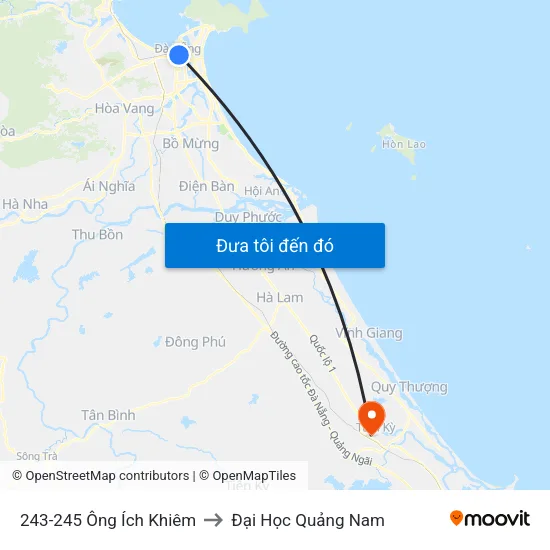 243-245 Ông Ích Khiêm to Đại Học Quảng Nam map