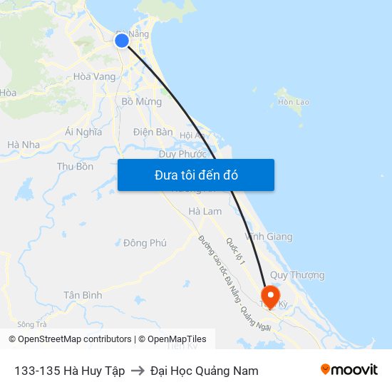 133-135 Hà Huy Tập to Đại Học Quảng Nam map