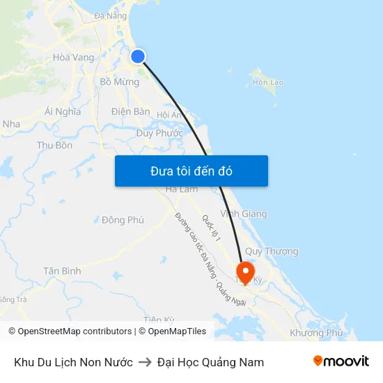 Khu Du Lịch Non Nước to Đại Học Quảng Nam map