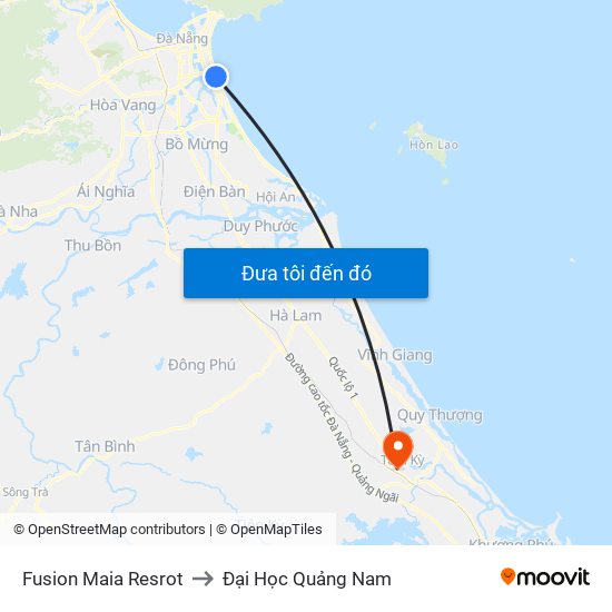 Fusion Maia Resrot to Đại Học Quảng Nam map