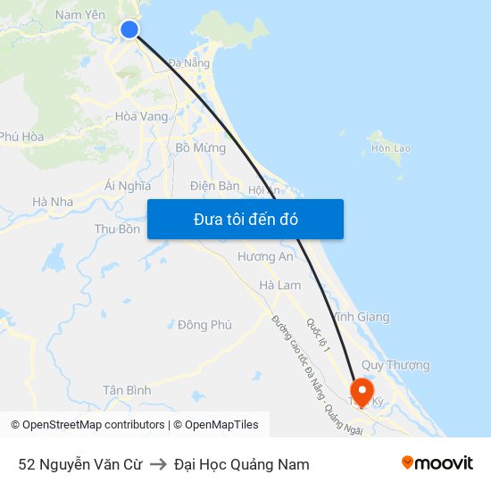 52 Nguyễn Văn Cừ to Đại Học Quảng Nam map