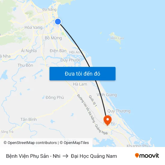 Bệnh Viện Phụ Sản - Nhi to Đại Học Quảng Nam map