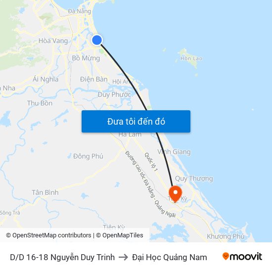 D/D 16-18 Nguyễn Duy Trinh to Đại Học Quảng Nam map