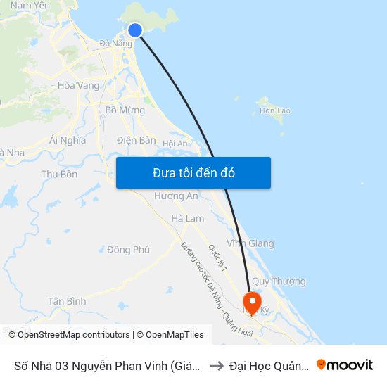 Số Nhà 03 Nguyễn Phan Vinh (Giáo Xứ Sơn Trà) to Đại Học Quảng Nam map