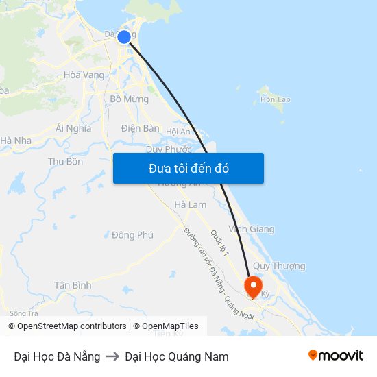 Đại Học Đà Nẵng to Đại Học Quảng Nam map