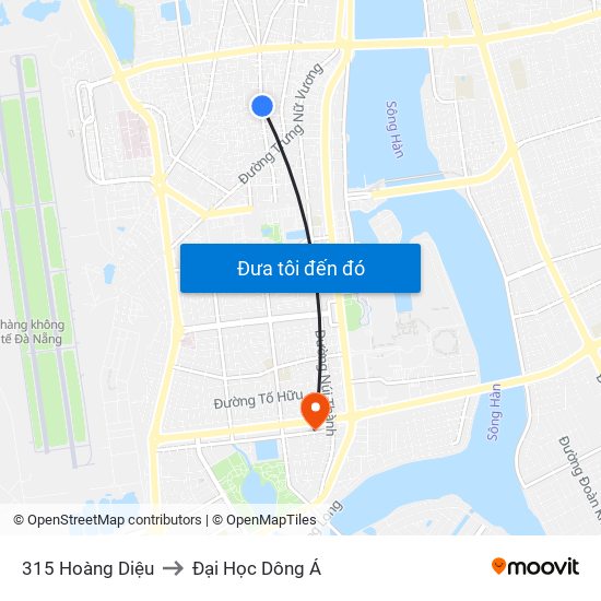 315 Hoàng Diệu to Đại Học Dông Á map