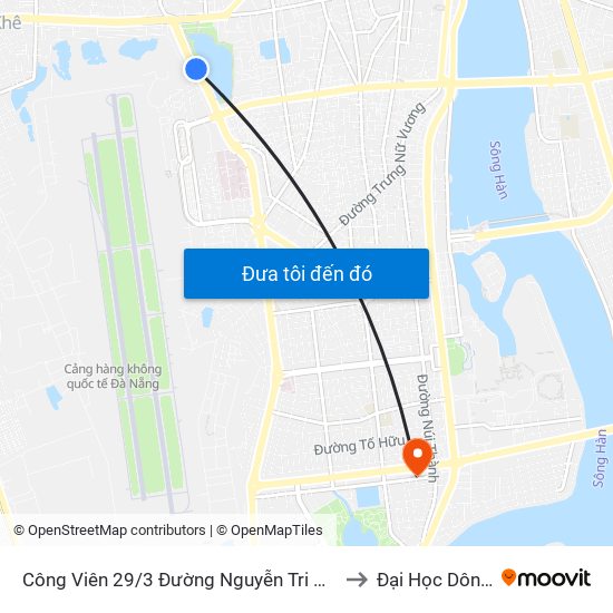 Công Viên 29/3 Đường Nguyễn Tri Phương to Đại Học Dông Á map