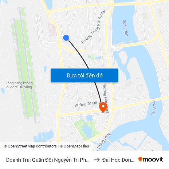 Doanh Trại Quân Đội Nguyễn Tri Phương to Đại Học Dông Á map