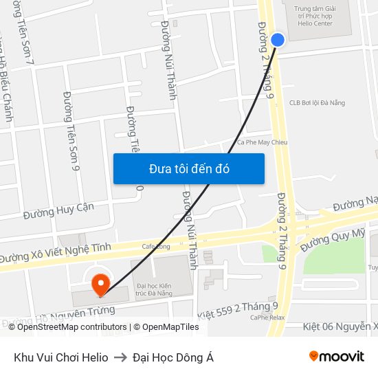 Khu Vui Chơi Helio to Đại Học Dông Á map