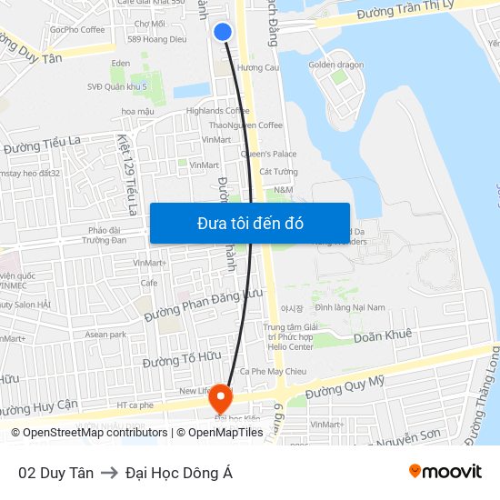 02 Duy Tân to Đại Học Dông Á map
