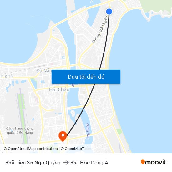 Đối Diện 35 Ngô Quyền to Đại Học Dông Á map