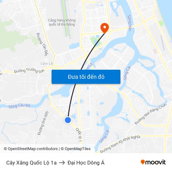 Cây Xăng Quốc Lộ 1a to Đại Học Dông Á map