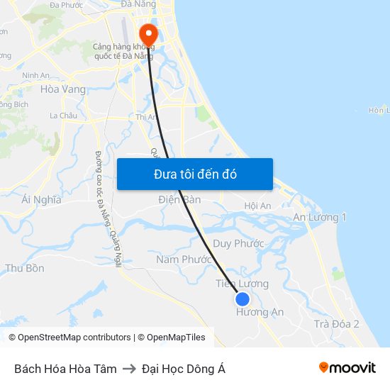 Bách Hóa Hòa Tâm to Đại Học Dông Á map