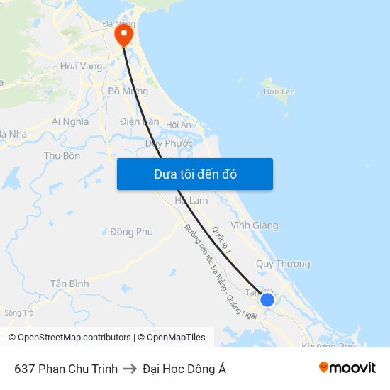 637 Phan Chu Trinh to Đại Học Dông Á map