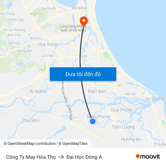 Công Ty May Hòa Thọ to Đại Học Dông Á map