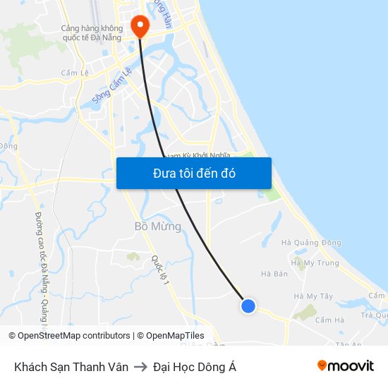 Khách Sạn Thanh Vân to Đại Học Dông Á map