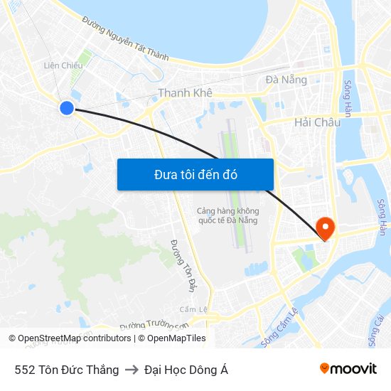 552 Tôn Đức Thắng to Đại Học Dông Á map